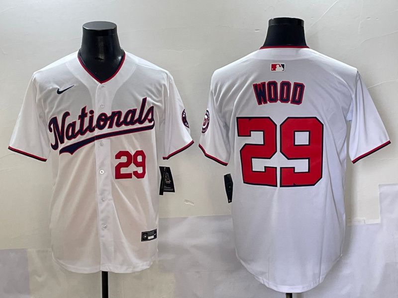 Men 2025 Washington Nationals 29 Wood White Game Nike MLB Jersey style 2